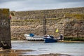 View of St Michaels Mount harbour near Marazion Cornwall on May 11, 2021. One unidentified Royalty Free Stock Photo