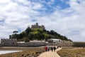 View of St Michaels Mount near Marazion Cornwall on May 11, 2021. Unidentified people Royalty Free Stock Photo