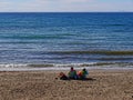 Relaxing in the sunshine of the beach in Marbella in Spain Royalty Free Stock Photo