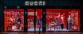 Marbella - January 13, 2020: shop window of gucci shop on night street