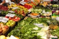 Marbella, Malaga province, Andalucia, Spain - March 18, 2019 : fresh fruits and vegetables for sale in a local farmers market Royalty Free Stock Photo