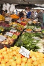 Marbella, Malaga province, Andalucia, Spain - March 18, 2019 : fresh fruits and vegetables for sale in a local farmers market Royalty Free Stock Photo