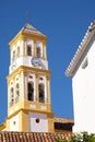 Marbella Spain old town church bell tower vertical Royalty Free Stock Photo