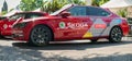 He SKODA advertisement cars parked at the start of the Vuelta de Espana 2018