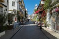 Marbella street with church in the background
