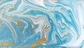 Marble abstract acrylic background. Blue marbling artwork texture. Agate ripple pattern. Gold powder. Royalty Free Stock Photo