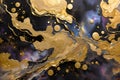 Marble abstract acrylic background. Marbling artwork texture. Agate ripple pattern. Gold powder Royalty Free Stock Photo