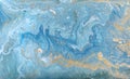 Marble abstract acrylic background. Nature blue marbling artwork texture. Golden glitter. Royalty Free Stock Photo