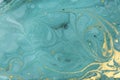 Marble abstract acrylic background. Nature green marbling artwork texture. Golden glitter. Royalty Free Stock Photo