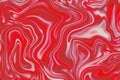 Marble abstract background digital illustration. Bright red surface artwork with mesh of white and red paint.