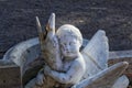 Marble angel statue in the garden. Royalty Free Stock Photo