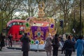 MARBLE ARCH, LONDON - 4 May 2023: Giant 16ft crown installed at Marble Arch ahead of King Charles III Coronation