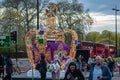 MARBLE ARCH, LONDON - 4 May 2023: Giant 16ft crown installed at Marble Arch ahead of King Charles III Coronation