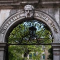 Marble Archway University Entrance with Wrought Iron Element