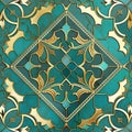 Marble art Deco arabesque seamless pattern. Luxury vector marble textured turquoise background. Decorative antique style inlaid Royalty Free Stock Photo