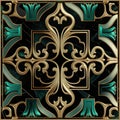 Marble art Deco inlaid floral seamless pattern. Luxury vector marble textured malachite background. Decorative antique style Royalty Free Stock Photo