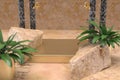 Marble background With Gold Table Product Display 3D Rendered