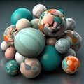 Marble Balls, Color Quartz Sphere, Bath Bombs, Abstract Generative AI Illustration