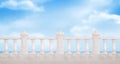 Marble balustrade on blue cloudy sky background