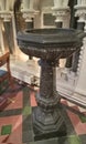 Marble baptismal font in the church of St. Patrick