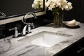 marble bathroom sink with metallic faucet Royalty Free Stock Photo