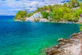 Marble beach in Croatia, Adriatic Sea.