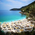 Marble beach - Saliara beach, Thassos Island, Greece.