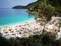 Marble beach - Saliara beach, Thassos Island, Greece.