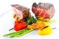 marble beef stake vegetables Royalty Free Stock Photo