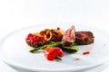 marble beef stake vegetables Royalty Free Stock Photo