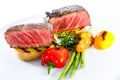 marble beef stake vegetables Royalty Free Stock Photo