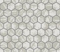 Marble beige flooring. Cobblestone road with mosaic hexagon blocks. Stone grunge strokes tiles, seamless texture. Vector Royalty Free Stock Photo