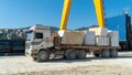 Marble blocks being transferred on a truck in Marmara island, Balikesir, Turkey