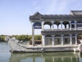 The Marble Boat also known as the Boat of Purity and Ease, is a lakeside pavilion on the grounds of the Summer Palace Royalty Free Stock Photo