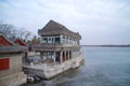 The Marble Boat On Frozen Lake Kunming At The Summer Palace In Beijing China Royalty Free Stock Photo