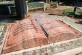 Marble book fountain in the Gulhane park, Istanbul, Turkey