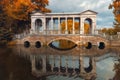 Marble bridge in Park in Petersburg, Pushkin in autumn