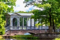 Marble bridge or Siberian Marble Gallery is a decorative pedestrian roofed Palladian bridge gallery walkway in Catherine park