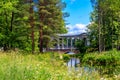 Marble bridge or Siberian Marble Gallery is a decorative pedestrian roofed Palladian bridge gallery walkway in Catherine park