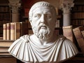 marble bust of the philosopher Plato, beautifully illuminated by soft, natural light coming from the side Royalty Free Stock Photo
