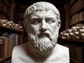 marble bust of the philosopher Plato, beautifully illuminated by soft, natural light coming from the side Royalty Free Stock Photo