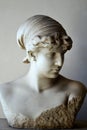 Marble bust of young beautiful woman