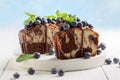 Marble cake with chocolate icing Royalty Free Stock Photo