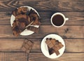 Marble cake in white plate cut into pieces a la carte Royalty Free Stock Photo