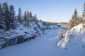 Marble Canyon on a frosty January day. Ruskeala Mountain Park. Karelia