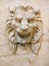 A marble carving of a lion face in the wall of City Hall`s Aldermanic offices. Chicago, USA