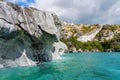 Marble caves Capillas del Marmol, General Carrera lake, landscape of Lago Buenos Aires, Patagonia, Chile Royalty Free Stock Photo