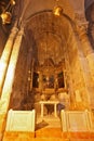 The marble chapel altar with icons. Photo taken by lens Fisheye