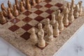 Marble chess board with the starting formation Royalty Free Stock Photo