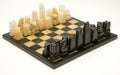 Marble Chessboard with Chessmen in Place Royalty Free Stock Photo